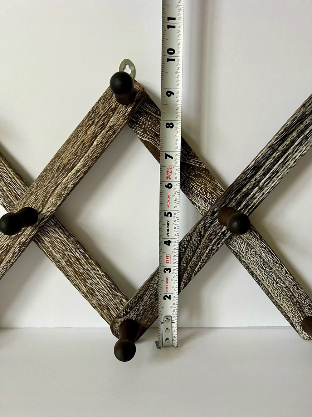 Accordion Rack Wooden Brown/Cream Distressed 14 Peg Classic Organizer